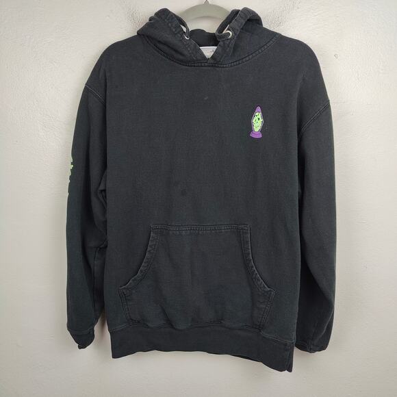 Sketchy Tank Hoodie Mens Medium Black Pullover Sweatashirt Fleece Shrooms Skull - Picture 3 of 10